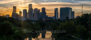 Houston Skyline Sunrise Buffalo Bayou